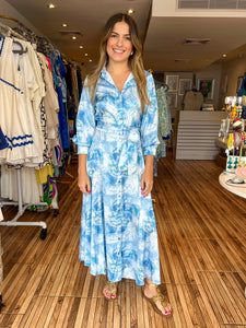 Miranda Blue Print Midi Dress