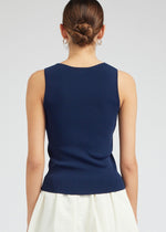 Load image into Gallery viewer, Navy sleeveless v-neck sweater top.
