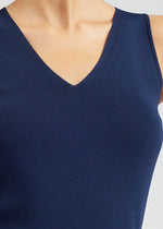 Load image into Gallery viewer, Navy sleeveless v-neck sweater top.
