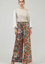 Load image into Gallery viewer, Multi print high elasticized waist full length pants.
